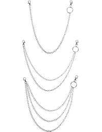 3 Pieces Jeans Chains Wallet Chain Pocket Chain Belt Chains Hip Hop Pants Chain with Lobster Claw Clasps for Keys, Wallet, Jeans Pants Belt Loop Purse Handbag