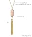 14K Gold Tone Long Pink Necklaces for Woman Faux Druzy Pendant Necklaces Tassel Fringe Jewelry Gift for Her