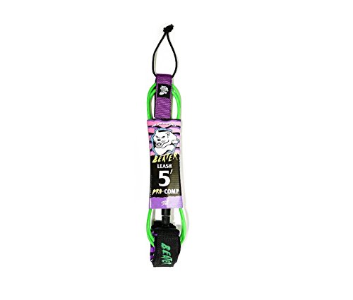 Catch Surf Beater Pro Comp 5' Leash, Green/Purple, One Size
