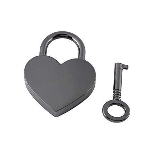 GLOGLOW Small Metal Heart Shaped Padlock, Mini Luggage Bag Diary Lock with Keys Jewelry Storage Box Accessory Tiny Heart Lock
