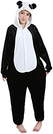 Yamer Girl's One Piece Panda Cosplay Costume Warm Pajama Fleece Onesie For Teen