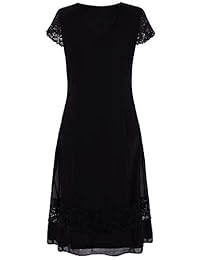 Vijiv - Vestido Gatsby con mangas y cuello en V para mujer, color negro