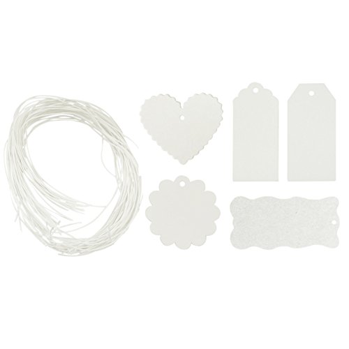 Wrapables 100 Gift Tags/Kraft Hang Tags with Free Cut String for Gifts Crafts and Price Tags, White