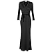 SUNNOW Womens Sexy Ladies Deep V Neck Party Dress Maxi Long Evening Dress (L, Black1)