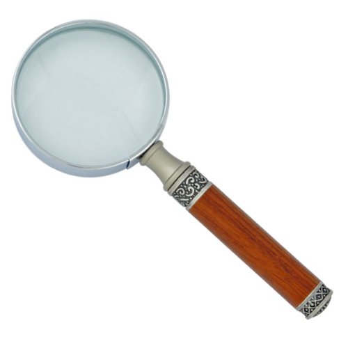 Antique Design Hand Held Magnifier, 5.50", Rosewood and Pewter, Boxed (21755M)