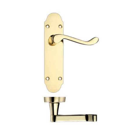 Set Electro Brass Oxford Scroll Lever Latch on Backplate | PR012EB