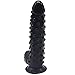 FAAK Silicone Bumpy Dildo G-Spot Novelties Female Masturbator Soft Flexible Adult Toy Cock with Suction Base Waterproof (Black)thumb 3