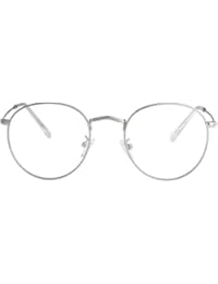 Blue Light Blocking Glasses for Women Men Retro Round Clear Lens Eyeglasses (Silver)