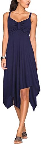 Nergivep Women's Spaghetti Strap Irregular Hem Summer Casual Boho Beach Dress