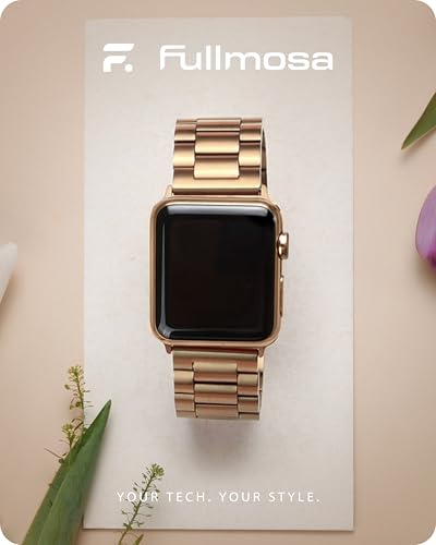 Fullmosa Band Compatible with Apple Watch 40mm 42mm(Series 11/10) 38mm 41mm,Stainless Steel Bracelet with Case for iWatch SE 3 2 1/Series 11/10/9/8/7/6/5/4/3/2/1.4mm 38mm 1.4mm 614 inches Rose Gold