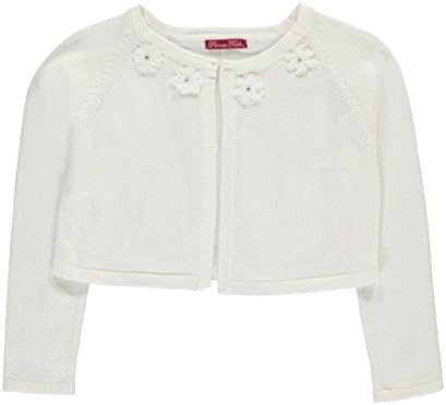 Princess Faith Big Girls'Rosette Neckline Shrug Cardigan - Ivory, 7-8