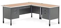 OFM Mesa Series L-Shaped Steel Office Desk with Laminate Top, Right Pedestal Return and Maple Top - Durable Corner Utility Desk (66366R-MPL)