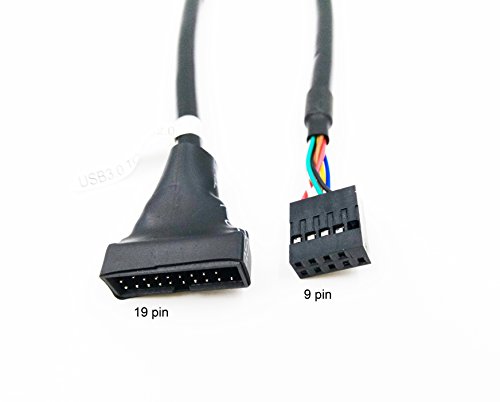 Duttek (2-pack) 6 inch 19 Pin USB 3.0 Female To 9 Pin USB2.0 Male Motherboard Cable Adapter Converter(Black)