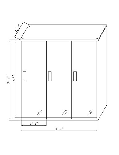 3 Door Metal Office Storage Locker,Steel Office Phone Bag Storge Locker with Lock and Shelves,Living Room Shoes Cabinet(3D) - Thumbnail 2