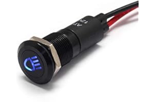 Alpinetech PLB12MS 12mm 1/2" 12V LED Metal Signal Indicator Pilot Dash Light (High Beam Indicator)