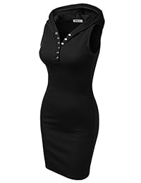 CLOVERY Vestido básico con capucha sin mangas para mujer