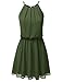 JJ Perfection Women's Sleeveless Double-Layered Pleated Mini Chiffon Dress Olive M
