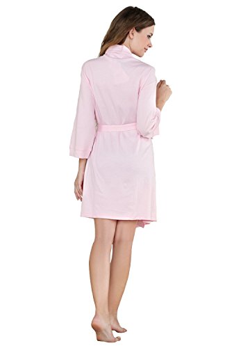 Godsen Women's Kimono Robes Short Sleepwear (XS, Pink) - Thumbnail 2