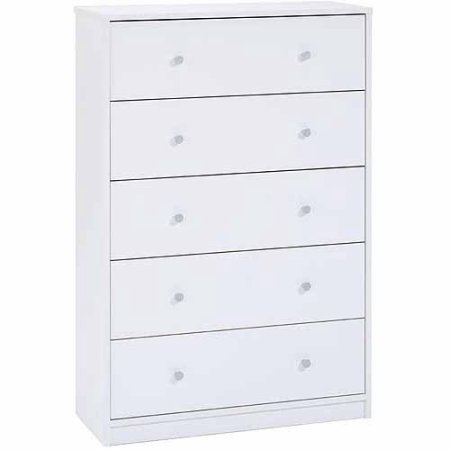 Modern and Elegant Studio 5-Drawer Dresser (white)