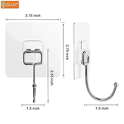 GLUIT Adhesive Hooks Heavy Duty 22 lbs Robe Towel