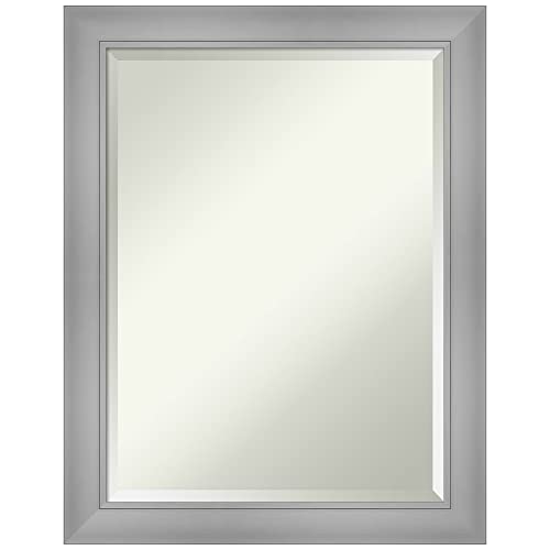Amanti Art 28x22 Bathroom Vanity Mirror, Flair Polished Nickel Frame, Rectangul…