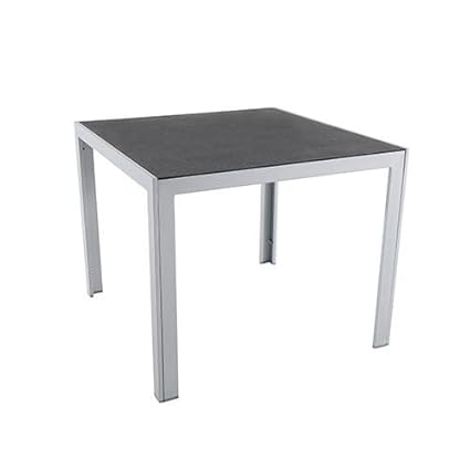 Gartentisch 'Avesta' Terrasssentisch, Aluminium, mit Spraystone-Glasplatte in Steinoptik, Outdoor, für 2 Personen, 90 x 90 x 