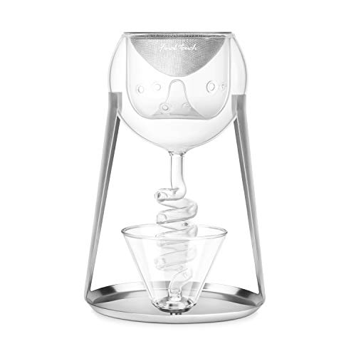 Final Touch Glass Twister Aerator Decanter - Wine Oxygenation System, 3 Phase Aeration, Stainless Steel Filter, Globe Design, Adapter & Stand (WDA918)