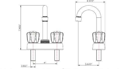 Dura Faucet DF-PB150A-CP RV Bar Faucet with Crystal Acrylic Knobs - 6-inch Spout (Chrome)