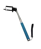 OOOUSE Extendable Selfie Handheld Stick Monopod with Adjustable Phone Holder and Bluetooth Wireless Remote Shutter for iPhone Samsung and other system over IOS 6.0 and Android 4.2.2 Smartphones (Blue with Shutter)