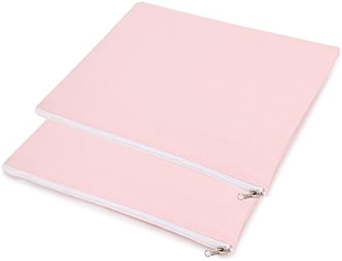 Cotton Canvas Zipper Makeup Cosmetic Tool Bag Travel Organizer Pack-2 (Pink)