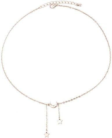 LZIYAN Star and Moon Tassel Necklace Crescent Pentagram Charm Pendant Neck Ornament Personality Jewelry Gift for Womens