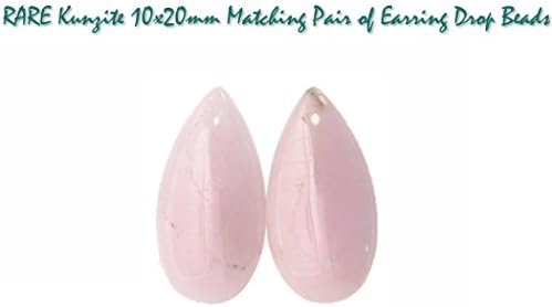 RARE Genuinte Kunzite 10x20mm Matching Pair of Earring Drop Gemstone Beads for Jewelry Making