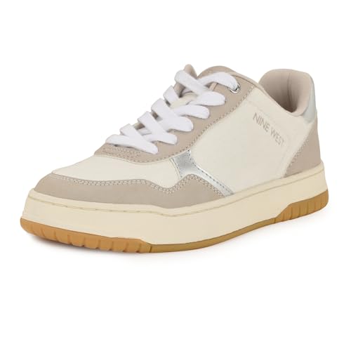Nine West Women’s Nenya Sneaker, Ivory/Taupe Multi 150, 8.5