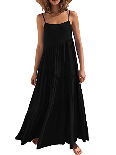 ANRABESS Women Summer Casual Loose Sleeveless Sundress Spaghetti Strap Flowy Boho Linen Beach Vacation Maxi Long Dress