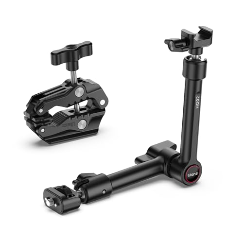 ULANZI HD02 10" Camera Magic Arm Super Clamp Kit with 360° Ball Head,Heavy-Duty Super Clamp,6.6lbs Load, 1/4"-20 & 3/8"-16 Mount, ARRI Pins, NATO Rail Articulating Friction Arm for DSLR/Monitor/Light