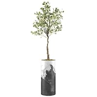 SIGNWIN Eucalyptus Tree with Black & White Smoky Paint Smudge Effect Vase Geometric Shapes Minimalism Zen Relax/Calm Grey Dark for Living Room, Bedroom, Office - X-Large 5 Feet (60