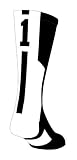 TCK Player Id Black/White Number Crew Sock (#1 - Single Sock, Large)