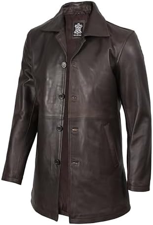 Mens Black German Military WW2 Vintage Long Trench Coat Genuine