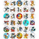 30 x Edible Cupcake Toppers – Tom and Jerry Themed Collection of Edible Cake Decorations | Uncut Edible Prints on Wafer Sheet