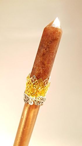 ROTA Magic Wands: FREYA 16.5" Copper, Natural Honey Quartz, Opalite, and Quartz REAL MAGIC WAND!