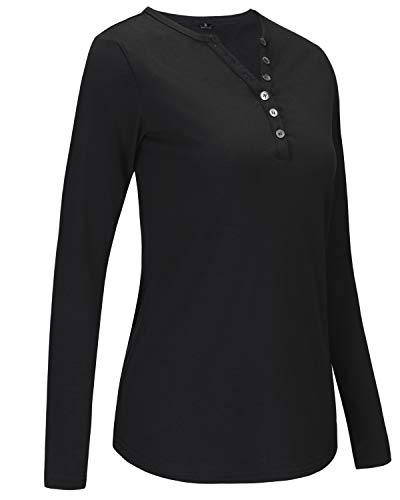 2 OUGES+Womens+Sleeve+V+Neck+Button