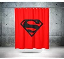 Superman in Red Custom Designed & Printed Shower Curtain, Bath Curtain, 100% polyester, waterproof, shower curtain anti mould and machine washable, shower curtain designer, shower curtain extra long, shower curtain extra wide