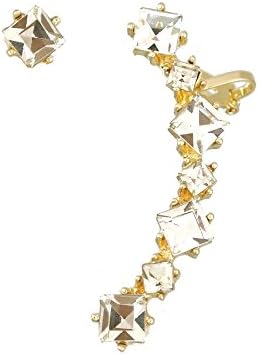 Stunning Long Crystal Stud Ear Climbers Earrings Ear Cuff