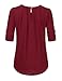 TWINTH Shirring Blouse Top 3/4 Loll Up Sleeve Basic