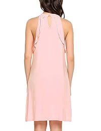 Zeagoo Sexy de la mujer Hombro frío Entrecruzado Ruffle Correa de espagueti Suelto Vestido de chifón túnicas