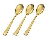 Gold Disposable Fineline Heavyweight Plastic Spoon, 6.25