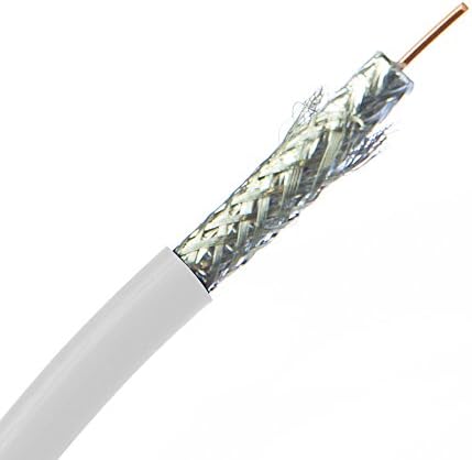 Quad Shielded Bulk RG6 Coaxial Cable, White, 18 AWG, Solid Core, Pullbox, 1000 foot