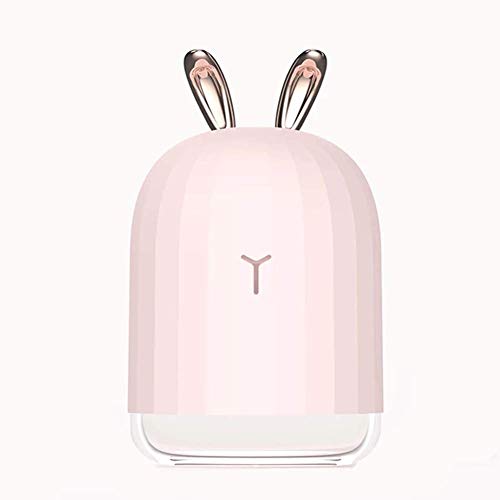 MeetingU Mini Portable Desk Humidifier - Cute Rabbit USB Cool Mist Air Humidifier with Night Light for Bedroom Office Desktop Car Travel