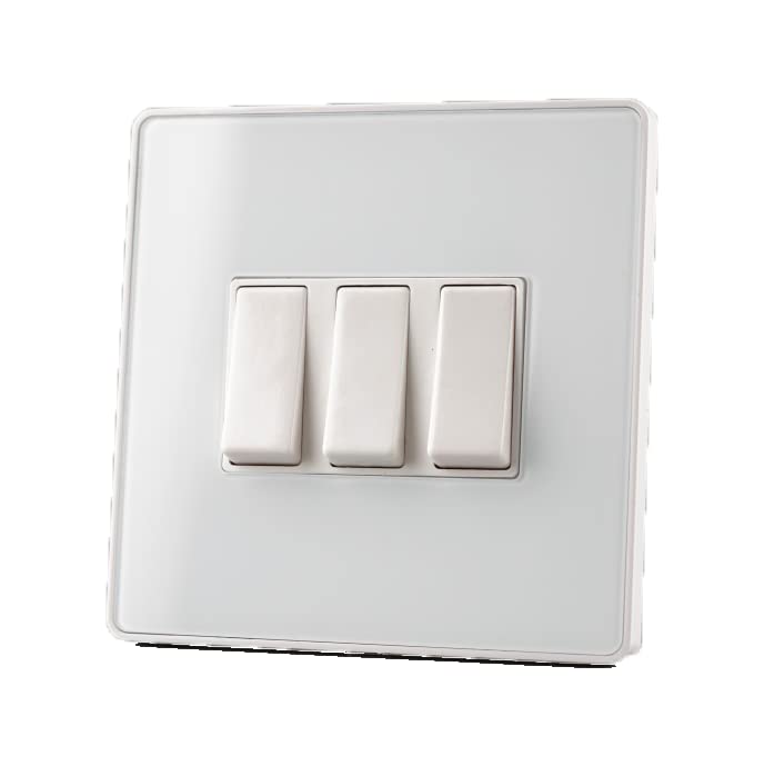 WK Electrical - Glass Screwless - 3Gang 10AX 2-way Switch- WHITE — image 1