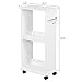 Yaheetech Wooden Slimline Rolling Cart Bathroom Kitchen Organizer Narrow Storage Cart Rack with 2 Shelves and Wheels Space Saver